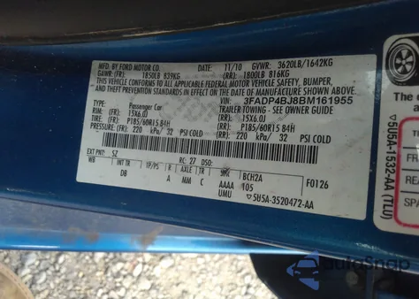 2011 Ford Fiesta Se from USA, damaged, VIN 3FADP4BJ8BM161955